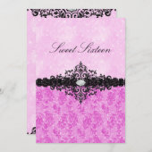 Invitation Parties scintillant rose Damask Sweet 16 Invitatio (Devant / Derrière)