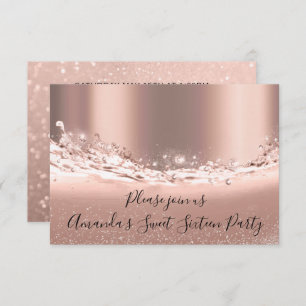 Invitation Parties scintillant Rose de 16e partie  d'or doux 
