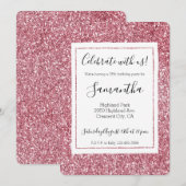 Invitation Parties scintillant rose de fille (Devant / Derrière)