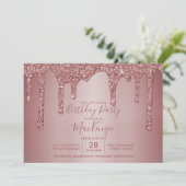 Invitation Parties scintillant rose de goutte d'or Anniversa (Debout devant)