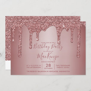 Invitation Parties scintillant rose de goutte d'or Anniversa