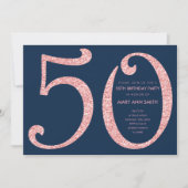 Invitation Parties scintillant Rose de la Gold Navy surprise  (Devant)