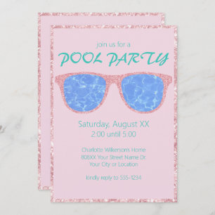 Invitation Parties scintillant rose de la piscine Lunettes de