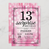 Invitation Parties scintillant rose de l'invitation surprise  (Devant / Derrière)