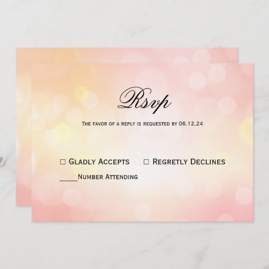 Invitation Parties scintillant rose de luxe Bokeh Light Maria (Devant / Derrière)