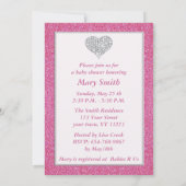 Invitation Parties scintillant rose Diamond Heart Baby shower (Dos)