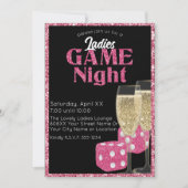 Invitation Parties scintillant rose Dice Dice Dames Game Nigh (Devant)