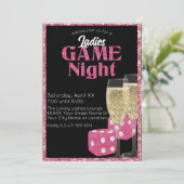 Invitation Parties scintillant rose Dice Dice Dames Game Nigh (Debout devant)