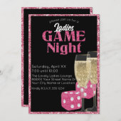 Invitation Parties scintillant rose Dice Dice Dames Game Nigh (Devant / Derrière)