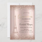 Invitation Parties scintillant rose d'or Eiffel Confetti Quin (Devant)