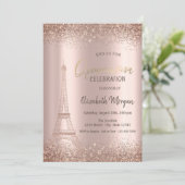 Invitation Parties scintillant rose d'or Eiffel Confetti Quin (Debout devant)
