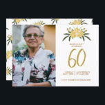 Invitation Parties scintillant Rose d'or et Feuilles botaniqu<br><div class="desc">Une invitation classique à 60ème anniversaire fleurie avec une touche d'or et de parties scintillant. Personnalisez-le avec les détails de votre anniversaire.</div>