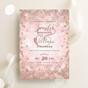 Invitation Parties scintillant Rose d'or festive Élégant Mari