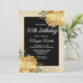Invitation Parties scintillant Rose d'or Floral 50e anniversa (Debout devant)