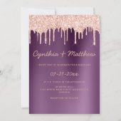 Invitation Parties scintillant rose d'or pourpre dégradé gout (Devant)