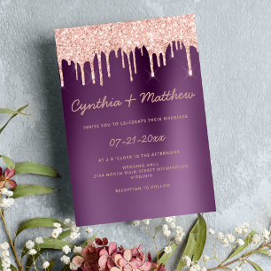 Invitation Parties scintillant rose d'or pourpre dégradé gout