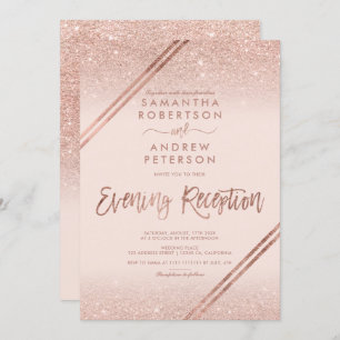 Invitation parties scintillant Rose d'or rayé rose vif mariag