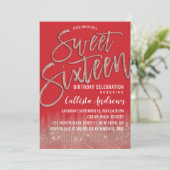 Invitation Parties scintillant Rose d'or Scarlet Typographie (Debout devant)