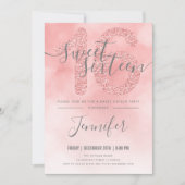 Invitation Parties scintillant Rose dorée rose pâle 16 (Devant)