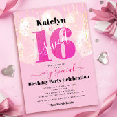 Invitation Parties scintillant rose Douce 16 Ballons d'annive