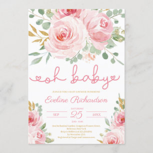 Invitation Parties scintillant rose douce et or oh baby show