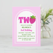 Invitation Parties scintillant rose douce Y2K fraise 2e anniv (Debout devant)