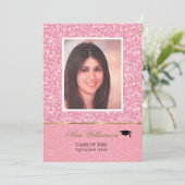 Invitation Parties scintillant rose éclatante - Graduation (Debout devant)