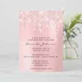 Invitation Parties scintillant rose effet Baby shower goutte  (Debout devant)