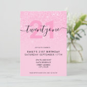Invitation Parties scintillant rose élégant moderne 21e anniv (Debout devant)