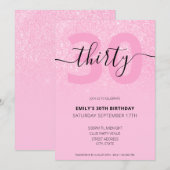 Invitation Parties scintillant rose élégant moderne 30e anniv (Devant / Derrière)