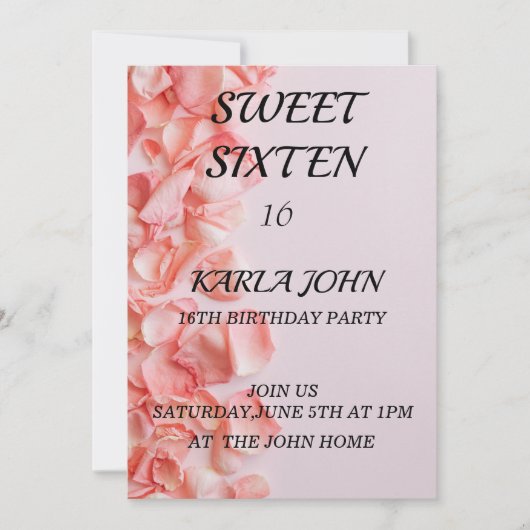 Invitation Parties scintillant rose élégant sweet sixteen Ann (Devant)