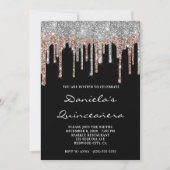 Invitation Parties scintillant Rose en argent  en or Drives B (Devant)