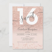 Invitation parties scintillant rose en or confetti blush Swee (Devant)