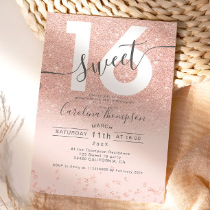 Invitation parties scintillant rose en or confetti blush Swee