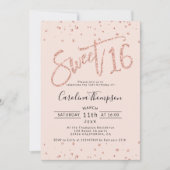 Invitation parties scintillant rose en or confetti blush Swee (Devant)