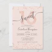 Invitation parties scintillant rose en or confetti blush Swee (Devant)