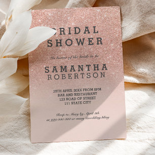 Invitation parties scintillant rose en or faux rose douche nu