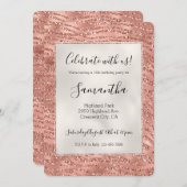 Invitation Parties scintillant rose en verre rose or Zebra Im (Devant / Derrière)
