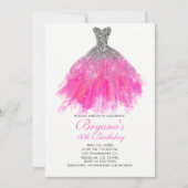 Invitation Parties scintillant rose et argent Glam Robe douce (Devant)