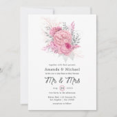 Invitation Parties scintillant rose et argent Mariage floral (Devant)