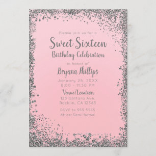 Invitation Parties scintillant rose et argent vierge Glam Swe
