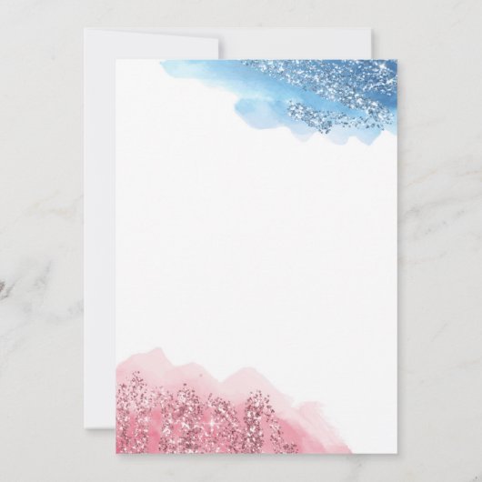 Invitation Parties scintillant rose et bleu Faux Révélation d (Dos)