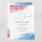 Invitation Parties scintillant rose et bleu Faux Révélation d (Devant / Derrière)