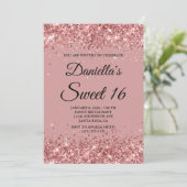 Invitation Parties scintillant rose et Dusty rose Sweet 16 (Debout devant)