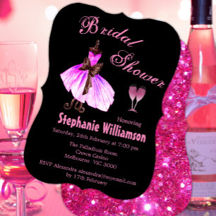 Invitation Parties scintillant rose et Fête des mariées rosée