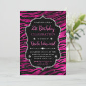 Invitation Parties scintillant rose et noire Tiger Stripes 21 (Debout devant)