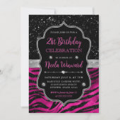 Invitation Parties scintillant rose et noire Tiger Stripes 21 (Devant)