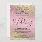 Invitation Parties scintillant rose et or (Devant)