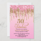 Invitation Parties scintillant rose et or 50e anniversaire (Devant)