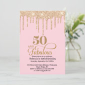 Invitation Parties scintillant rose et or 50e anniversaire In (Debout devant)